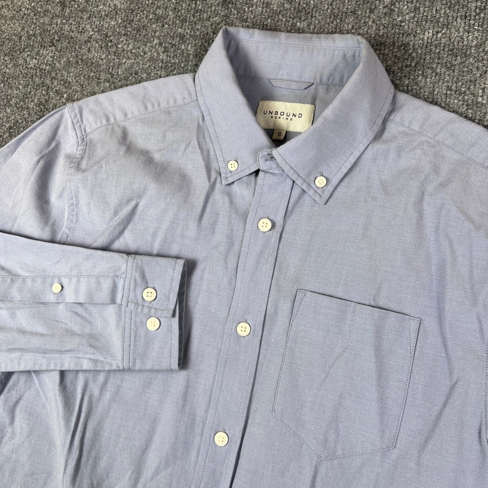 Unbound Merino Shirt Mens S Blue Long Sleeve Button Up Casual Stretch Cotton